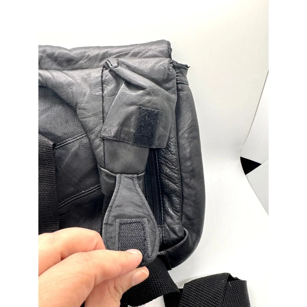 Buxton Black Genuine Leather Crossbody Bag Messenger Travel Multi-Pocket‎ Slim